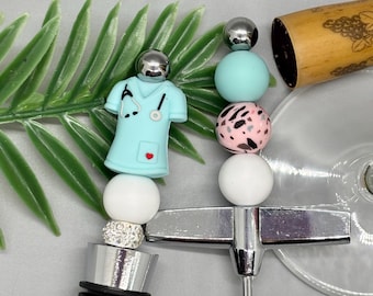 Nurse themed wine bottle stopper & opener set