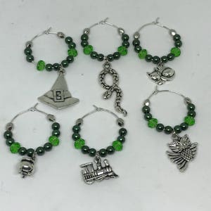 Wizard Decoration, Wizard party, Witch Decor, Magic themed wine glass charms