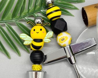Bee themed wine bottle stopper & opener set