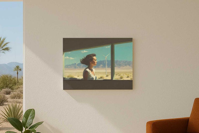 Wind Watcher Wind Watcher – Retro Desert Train Window Art Print, Mid-century Modern ...
