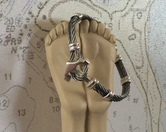 Anchor sterling silver and Stainless Steel Bracelet