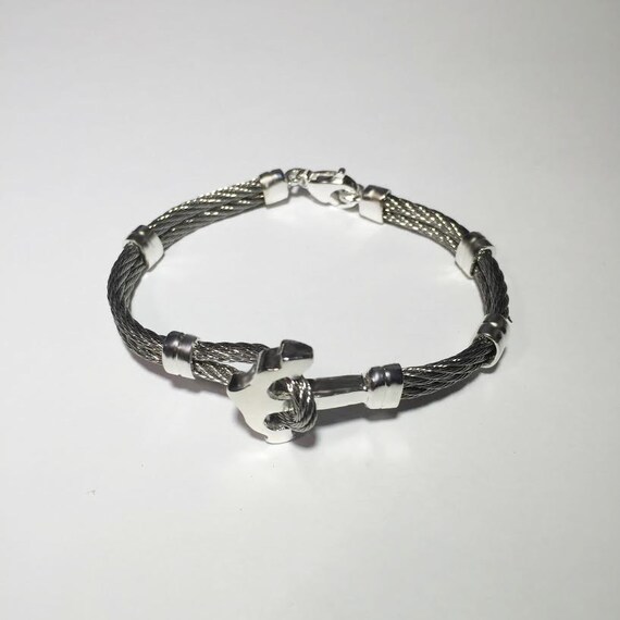 Anchor sterling silver and Stainless Steel Bracelet