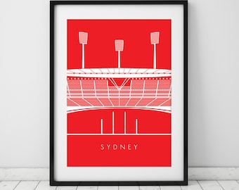 Sydney, SCG, swans, footy, footy wall art, footy print, swans print, swans art, Sydney print, Sydney poster, Sydney gift, swans poster