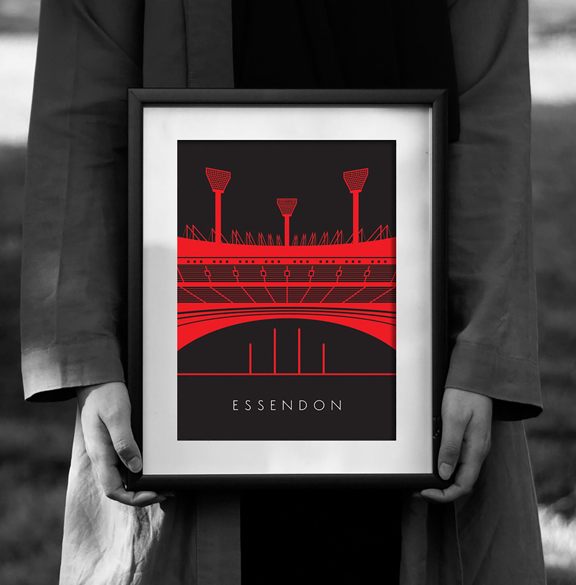 Mcg essendon bombers afl melbourne football art footy Etsy