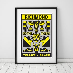 retro, richmond, mcg, tigers, football art, footy art, footy print, ,aussie rules, mcg print, tiges, richmond print, richmond gift