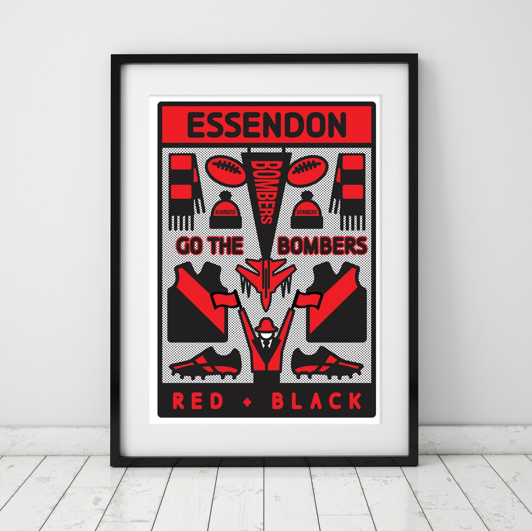 Retro, Essendon, Bombers, Football Art, Footy Art, Footy Print, Aussie