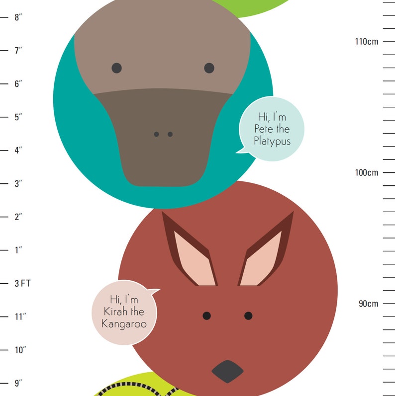 Growth Chart Australian Animals chart growth measure Etsy