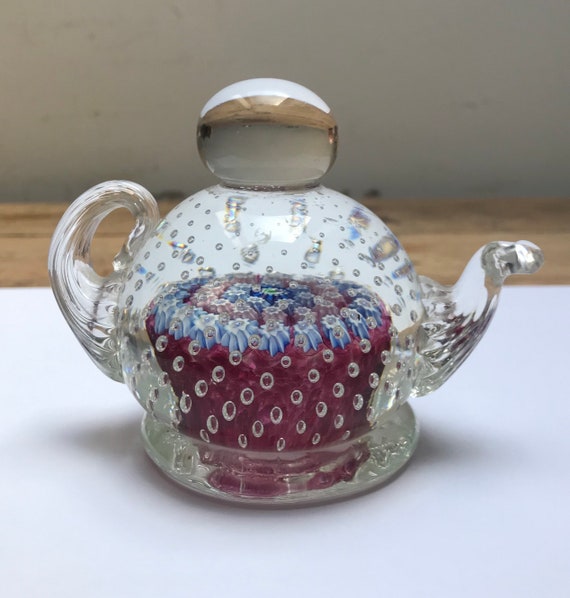 Beautiful Vintage Glass Teapot Paperweight by John Deacons Etsy