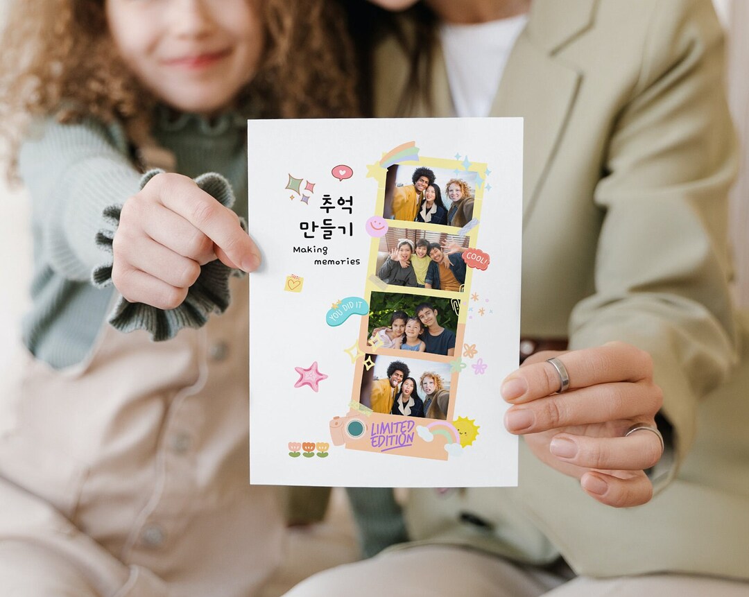 Photo Stickers Booth Custom Korean Photo Sticker Booth Cute Postcard With Learning Korean - Etsy