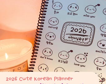 2026-2027 Cute Korea Planner with learning Korean calendar 2026 Korea calendar Korea notebook Korea journal Korean diary learn 2026 kawaii