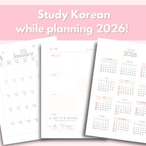 2026 afdrukbare Koreaanse plannerbundel met Koreaanse leren planner Korea kalender Hangul 2026 planner korea planner 2026