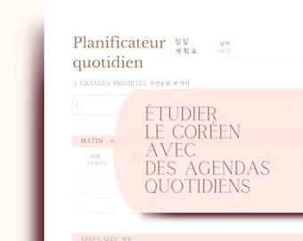 Korean Language Study Planner, Daily Agenda Templates (Printable PDF)