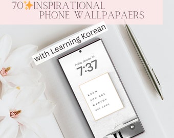 Inspirierende Telefon-Tapete 70er Bündel mit Lernenden koreanischen l Motivationszitate iPad Tapete Tablet-Arbeit Hangul