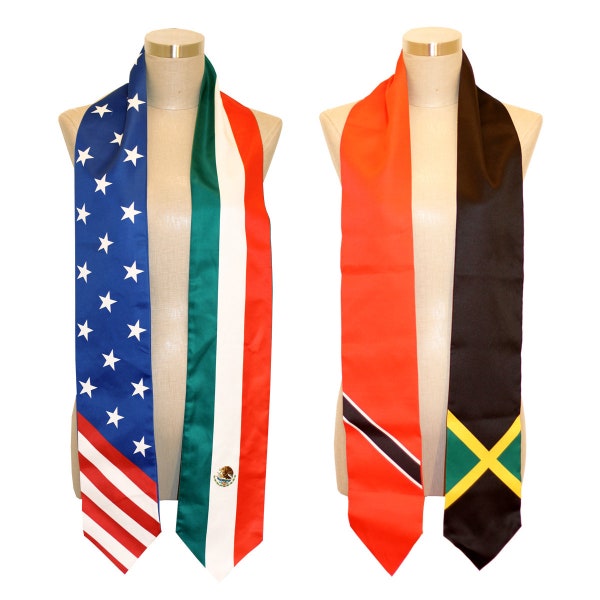 Mixed Country Flag Graduation Stoles/Sash (Any Flags)