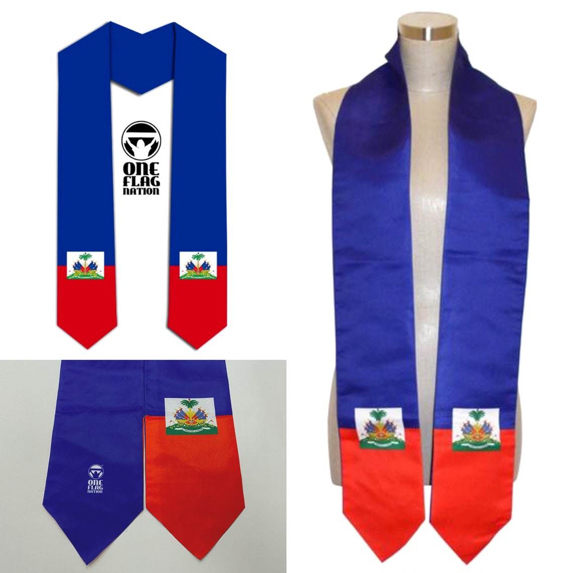 Mix Haitian / American Flag Graduation Stole/sash