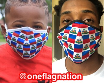 New arrivals Haitian Flag Face Mask (Kids & Adults)