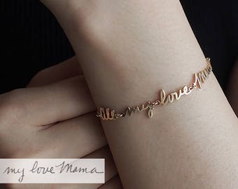 Handwriting Bracelet / Custom Actual Handwriting Jewelry / Signature Bracelet / Memorial Personalized Keepsake Gift / Mother's Gift