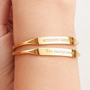 Personalized Bar Cuff Bracelet, Custom Handwriting Jewelry, Memorial Keepsake Gift