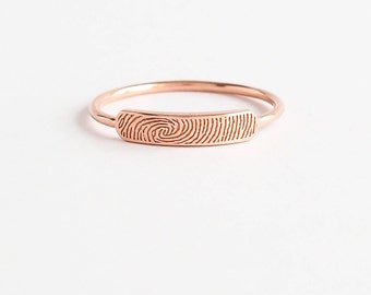 Actual Fingerprint Bar Ring by I’ME JEWELRY • Personalized Bar Ring • Memorial Gift • Gift for her • Mother's Day Gift
