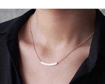 Curved Bar Coordinates Necklace / Personalized Gift for her / 18K Gold Filled , Rose Filled, Sterling Silver Necklace - CN03