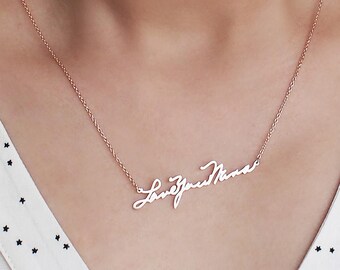 Custom Handwriting Jewelry / Memorial Signature Necklace / Personalized Handwriting / Keepsake Gift / Mother's Gift - HN01