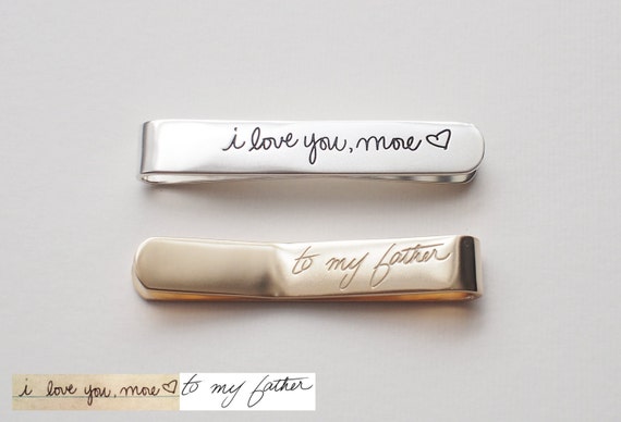 Best Fathers Gift Personalized Initals Tie Clip in 925 Sterling Silver Custom Engraved Anything Tie Clip 