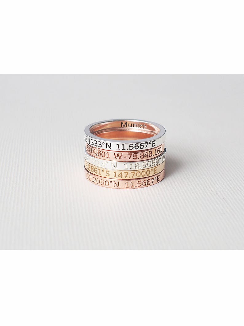 Custom Coordinates Ring / Custom Roman Numerals Ring / Personalized Ring / Custom Name Ring / Anniversary Rings / Couple Rings - CR05 