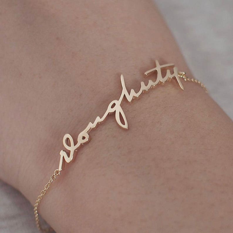 Custom Handwriting Bracelet / Personalized Handwriting Bracelet / Name bracelet / Memorial jewelry image 2