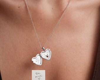 Personalized Heart Locket Necklace, Custom Photo Locket, Engraved Heart Necklace, Romantic Keepsake Jewelry, Anniversary Gift for Her