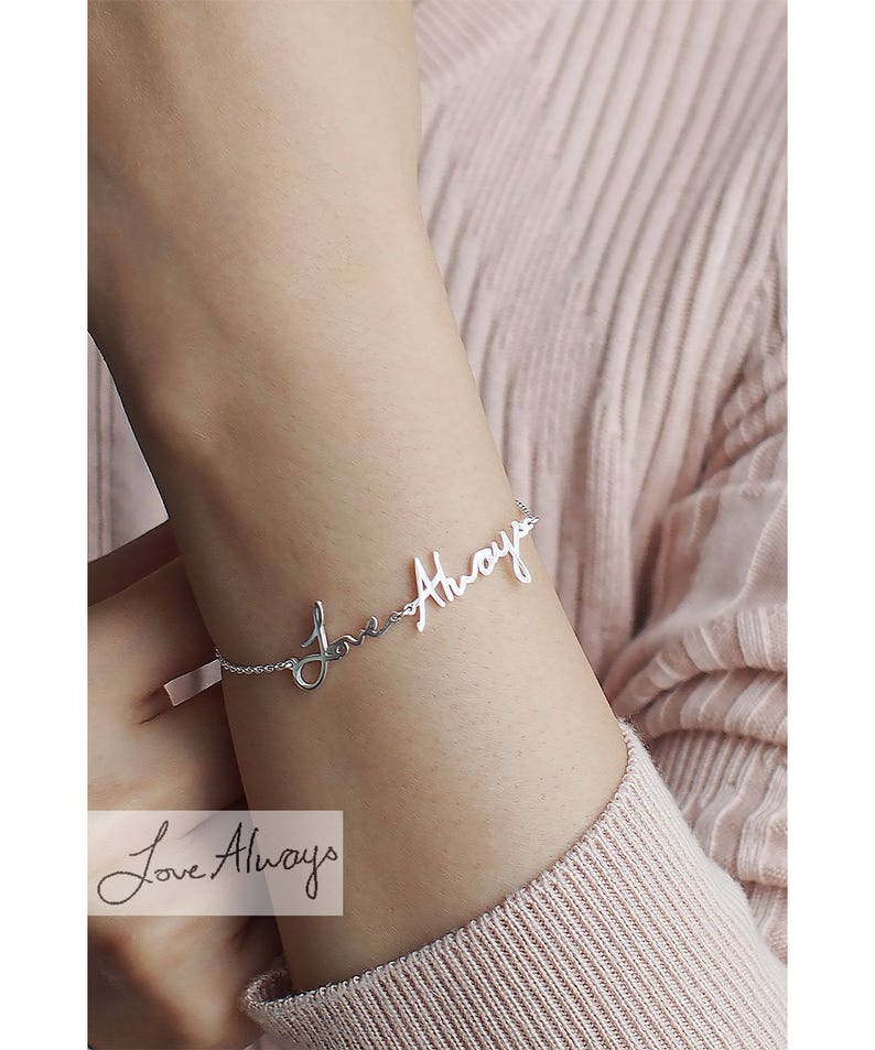 Handwriting Bracelet / Custom Actual Handwriting Jewelry / Signature Bracelet / Memorial Personalized Keepsake Gift / Mother's Gift image 3