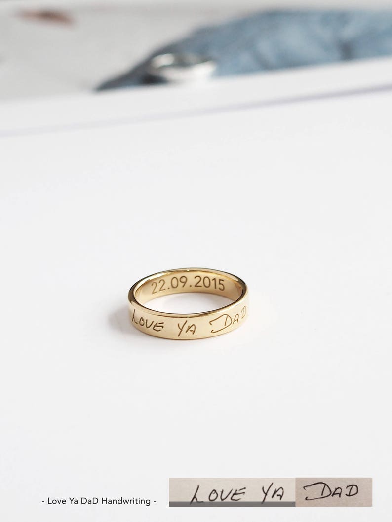 Actual Handwriting Ring / Custom Name Ring / Anniversary Rings / Personalized Ring / Couple Rings - HR02A 