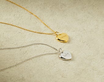 Heart Memorial Necklace, Custom Name Heart Necklace, Loved One Keepsake Jewelry, Sympathy Gift, Remembrance Necklace