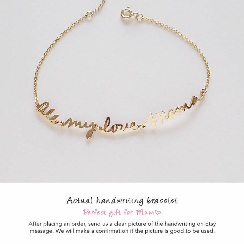 May include: A gold-toned metal chain bracelet featuring a central script-style inscription that reads "all my love Mama" in cursive lettering. The delicate chain includes a circular spring ring clasp closure at the end of the bracelet design.