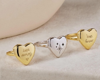 Personalized Heart Locket Ring, Custom Photo Ring, Hidden Picture Ring, Memorial Jewelry, Gift for Mom, Wife, Grandma, Pet Loss Gift