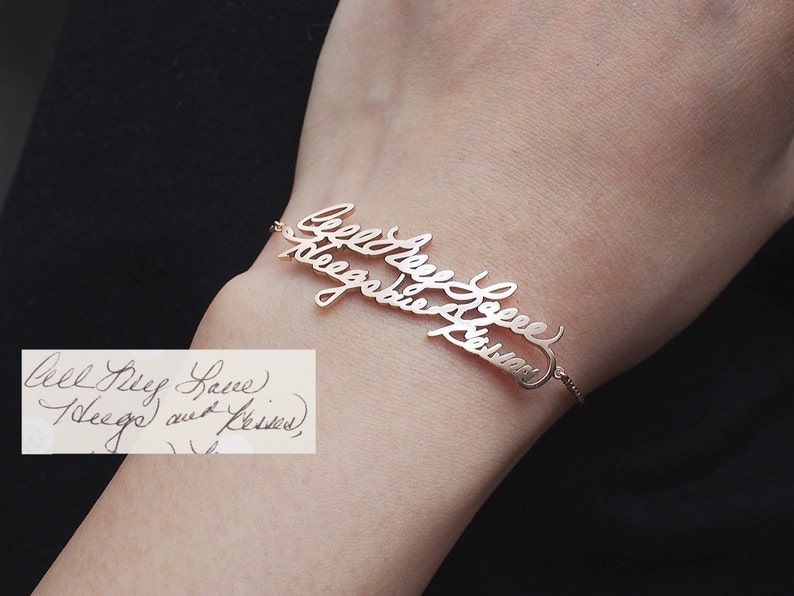 Custom Handwriting Bracelet / Personalized Handwriting Bracelet / Name bracelet / Memorial jewelry image 1