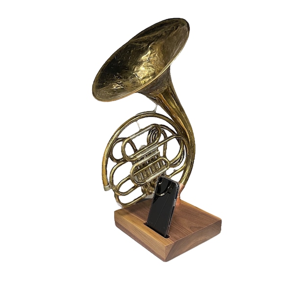 Acoustic French Horn Speaker, iPhone Speaker Horn Speaker, Wireless Speaker, iPhone Dock, iPhone Stand, iPhone Speaker