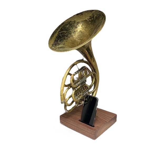 Acoustic French Horn Speaker, iPhone Speaker Horn Speaker, Wireless Speaker, iPhone Dock, iPhone Stand, iPhone Speaker