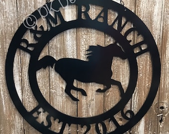 Personalized Horse Stall Sign - Metal ACM 24" - Custom Horse Lover Gift for Women - Horse Art - Equine Sign - Equestrian Decor Gift -  QUICK