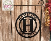 Personalized Garden Flag - Seasonal Garden Decor - Custom Last Name Yard Art - Initial Monogram - QUICK Ship - stand option