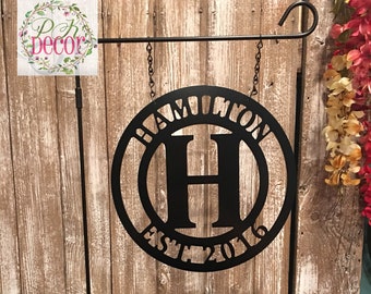 Details about / Damask D Initial Simply Beauty Monogram First Last Name Garden House Yard Flag