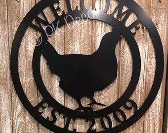 24 in Customized Hen House Sign - Chicken Coop - Coop Name Sign - QUICK Shipping - ACM Metal Chicken Sign - Farmhouse Chicken