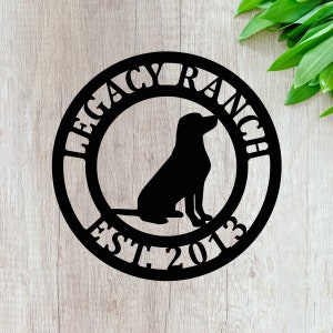 Letrero de perro para puerta de entrada - Regalo personalizado para perro - Colgador de puerta para mascotas - Letrero de jardín con diseño de animal personalizado - Letrero de granja o rancho - Envío rápido