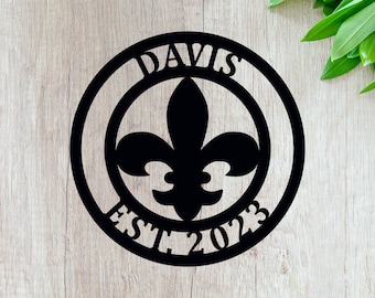 Customized Fleur De Lis Wall Decor - Personalized Fleur De Lis Address Sign - Fleur De Lis Garden Flag Gift - Custom Mardi Gras Yard Decor