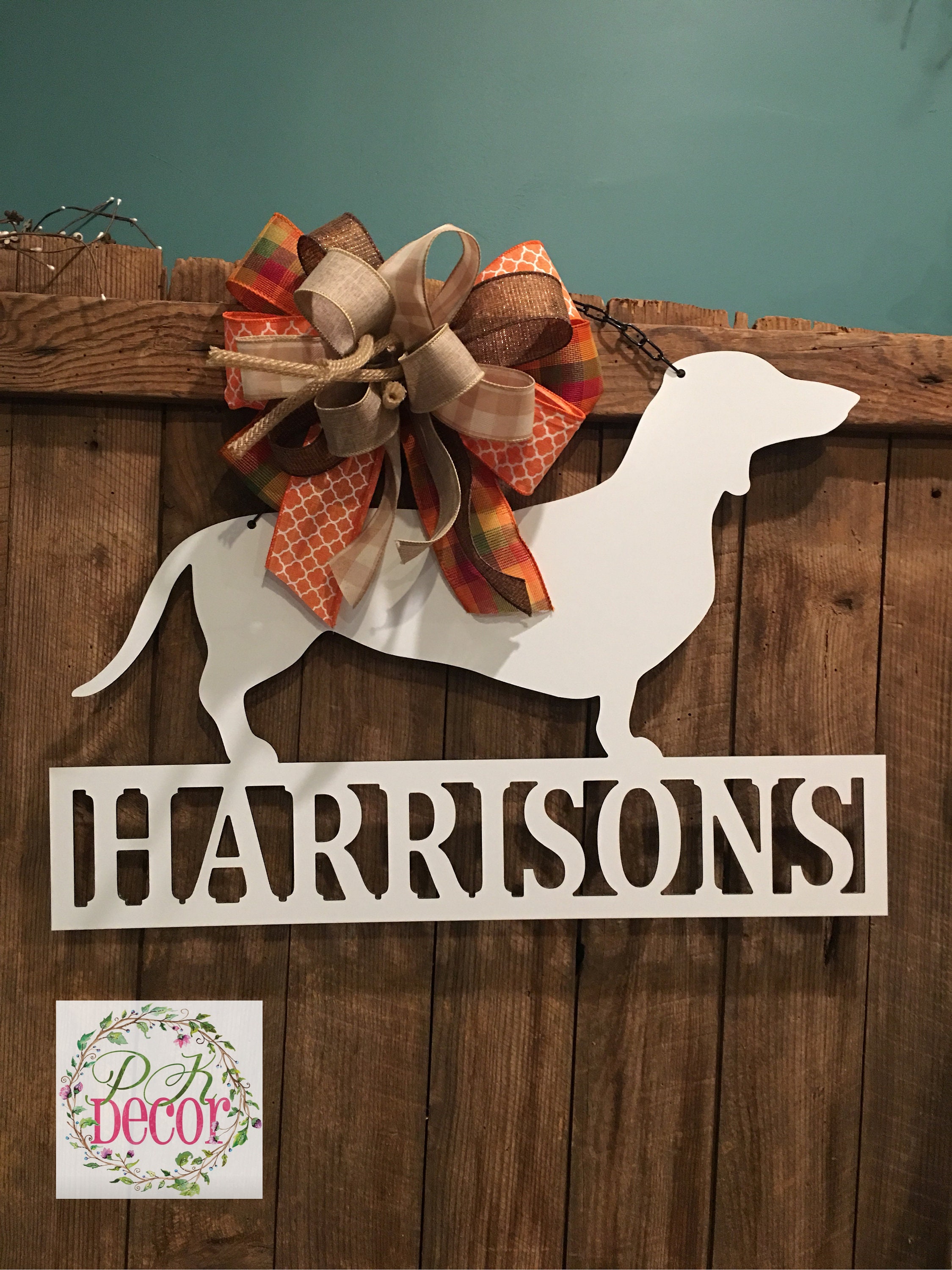 Daschund Dog Door Hanger 24 ACM Metal Personalized Dog Etsy