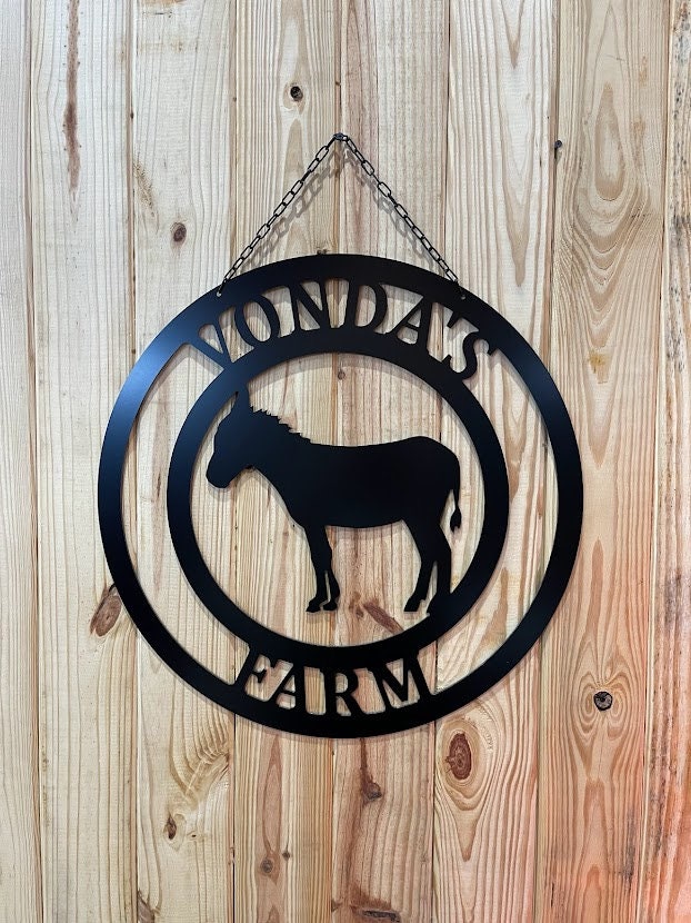 Custom Donkey Yard Sign - Personalized Farmhouse Donkey Wall Decor for ...