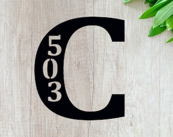 Initial Address Metal ACM Sign - House Numbers Sign for Yard or Front Porch - Custom Sign for Home Decor - Personalized Address Gift -Couple