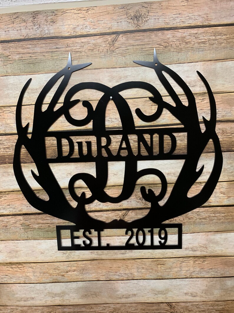 Custom Antler Metal ACM Name Sign 24 Deer Antler Etsy