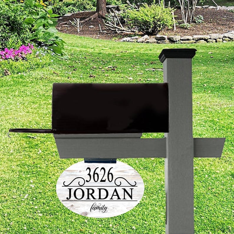 Double-sided Address Mailbox Sign WITH Bracket, Change Color, Last Name ...