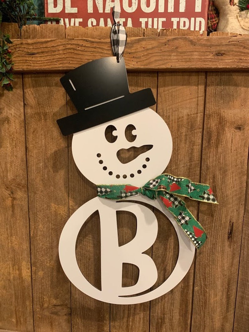 14x24 in Snowman Collector Gift Customized Snowman Couple Initial Sign Snowgirl Snowman Door Hanger Winter Decoration QUICK Ship