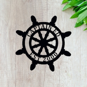 Captain Wheel Beach House Decor - 24" ACM Metal Nautical Sign -  Beach House Sign - Nautical Decor - Lake House Sign Custom - QUICK SHIPPING